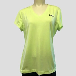 FILA Neon Yellow Athletic Short Sleeve Top Size Large